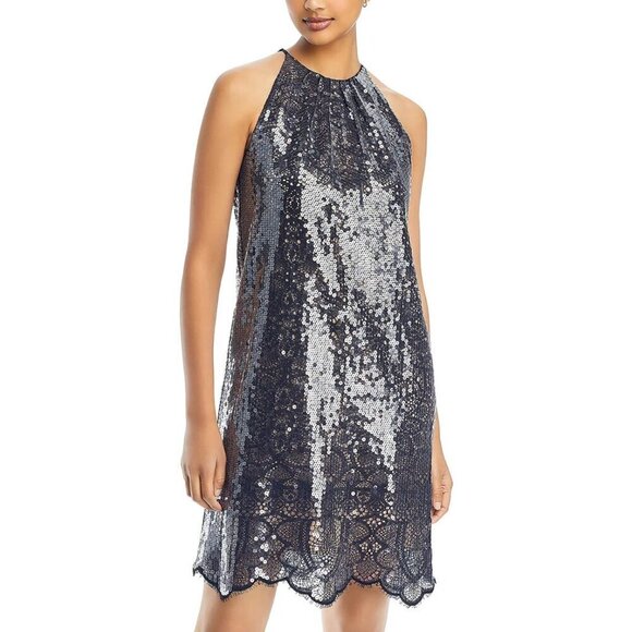 KOBI HALPERIN Maya Sequin and Lace Overlay Cocktail Dress Black Size S MSRP$798 - Picture 11 of 12